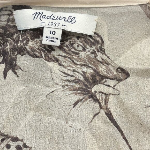๐จ 50% OFF BUNDLES! ๐จNWOT Madewell Ivory Safari Silk Animal Print Dress - Picture 4 of 9